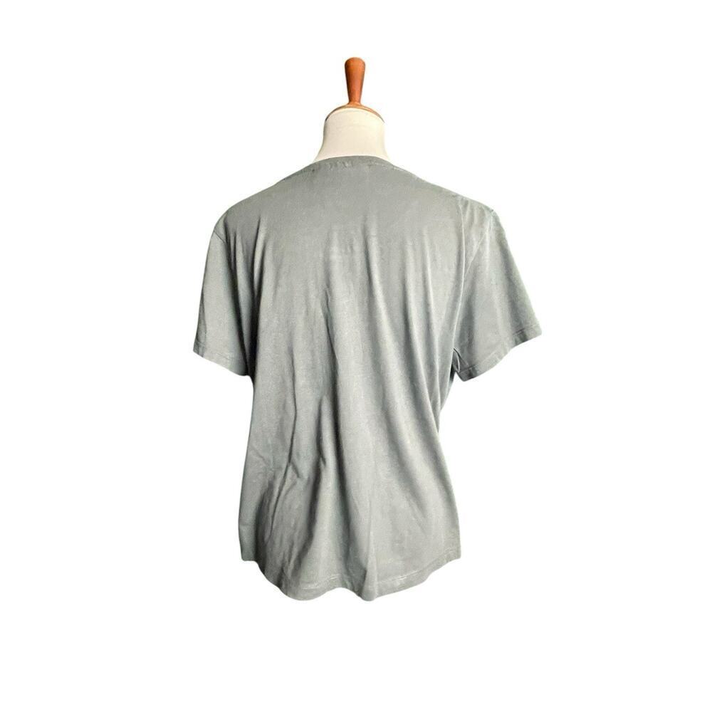 DKNY Green T-Shirt Size XL Sequins Pocket Y2k Loose Flowy Glam Casual Lounge - Picture 3 of 6